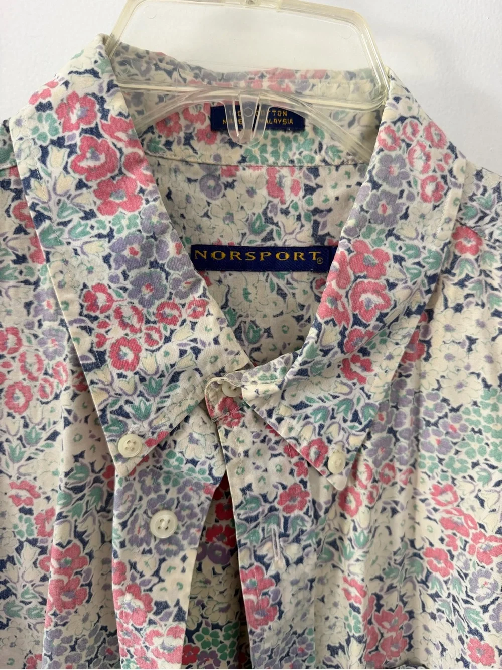 Norsport Button-Front Aloha Short Sleeve Shirt - Pink/Green Floral